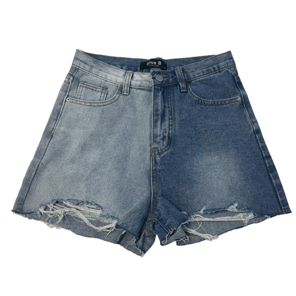 Blue B Ultra High Rise Frayed Shorts Size Small Buckle